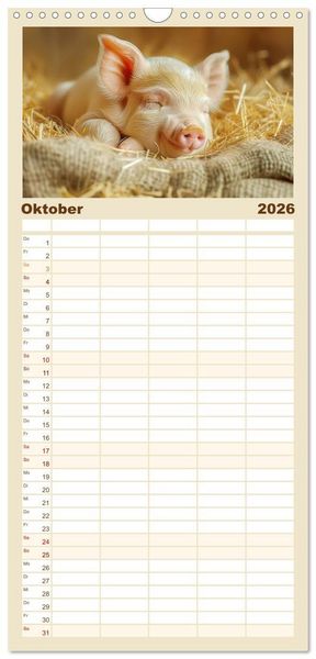 Produktbild: Familienplaner 2026 - Tierische Tr&auml;umer - Sanft ruhend mit 5 Spalten (Wandkalender, 21 x 45 cm) CALVENDO