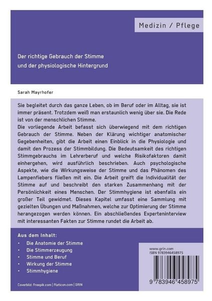 Produktbild: Der richtige Gebrauch der Stimme und der physiologische Hintergrund