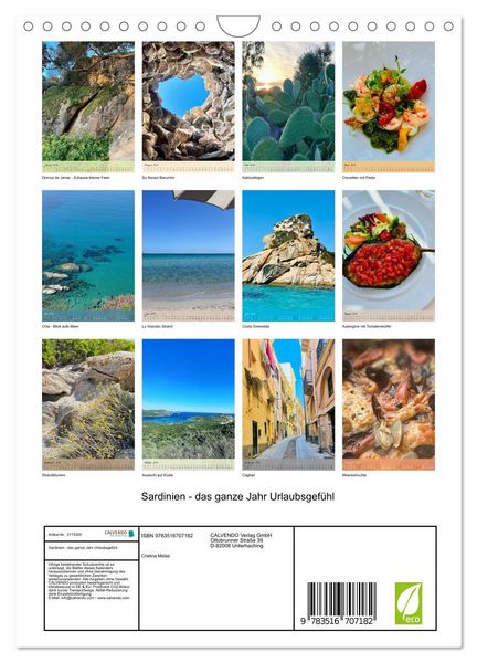 Produktbild: Sardinien - das ganze Jahr Urlaubsgef&uuml;hl (Wandkalender 2026 DIN A4 hoch), CALVENDO Monatskalender