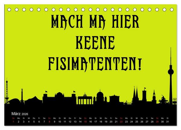 Produktbild: Berliner Mundart (Tischkalender 2026 DIN A5 quer), CALVENDO Monatskalender