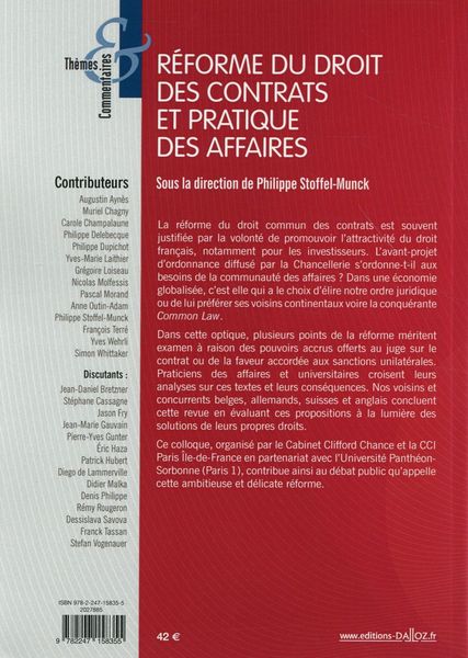 Produktbild: Reforme du Droit des Contrats et Pratique des Affaires