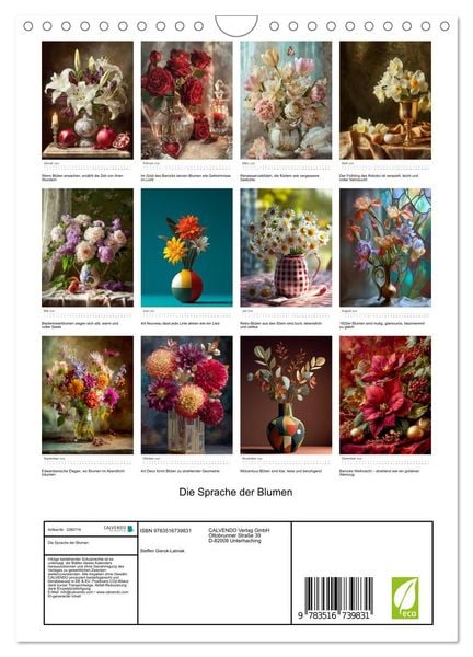 Produktbild: Die Sprache der Blumen (Wandkalender 2026 DIN A4 hoch), CALVENDO Monatskalender