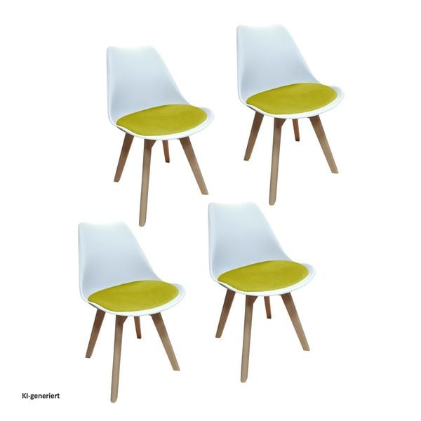 Produktbild: HTI-Living HTI-Living 4er Set Design-St&uuml;hle mit Sitzpolster Esszimmerst&uuml;hle im skandinavischen Stil