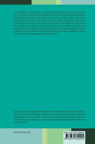 Produktbild: The Adjective as an Adjunctive Predicative Expression