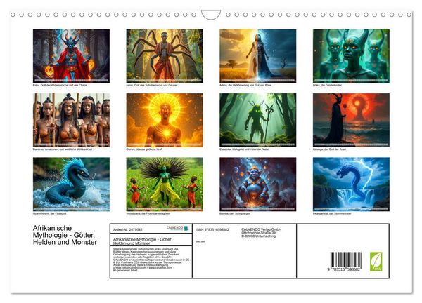 Produktbild: Afrikanische Mythologie - G&ouml;tter, Helden und Monster (Wandkalender 2026 DIN A3 quer), CALVENDO Monatskalender