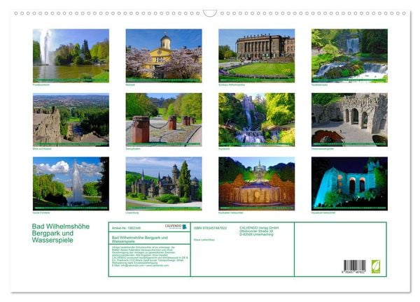 Produktbild: Bad Wilhelmsh&ouml;he Bergpark und Wasserspiele (Wandkalender 2026 DIN A2 quer), CALVENDO Monatskalender