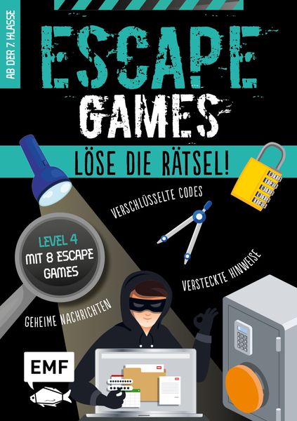 Escape Games Level 4 (türkis) – Löse die Rätsel! – 8 Escape Games ab der 7. Klasse, Taschenbuch von Olivier Lefebvre,Jean-Baptiste Civet, Edition