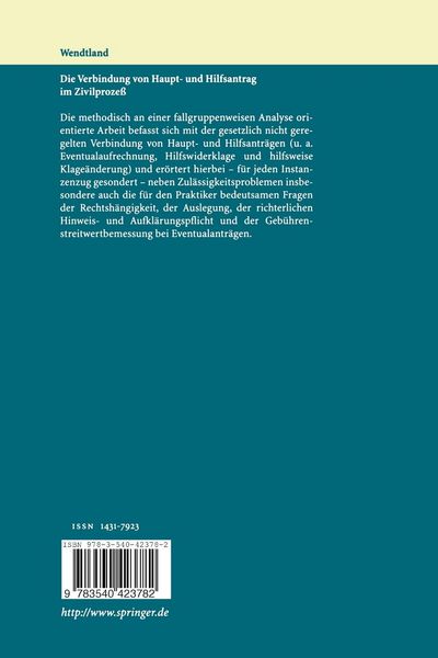 Produktbild: Die Verbindung von Haupt- und Hilfsantrag im Zivilproze&szlig;