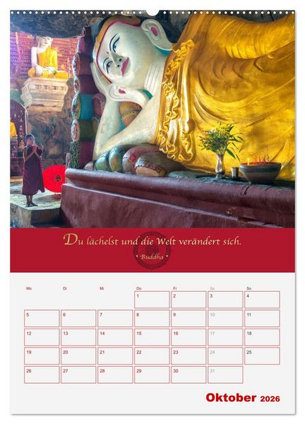 Produktbild: Buddhistische Weisheiten - DER ROTE SCHIRM (hochwertiger Premium Wandkalender 2026 DIN A2 hoch), Kunstdruck in Hochglanz
