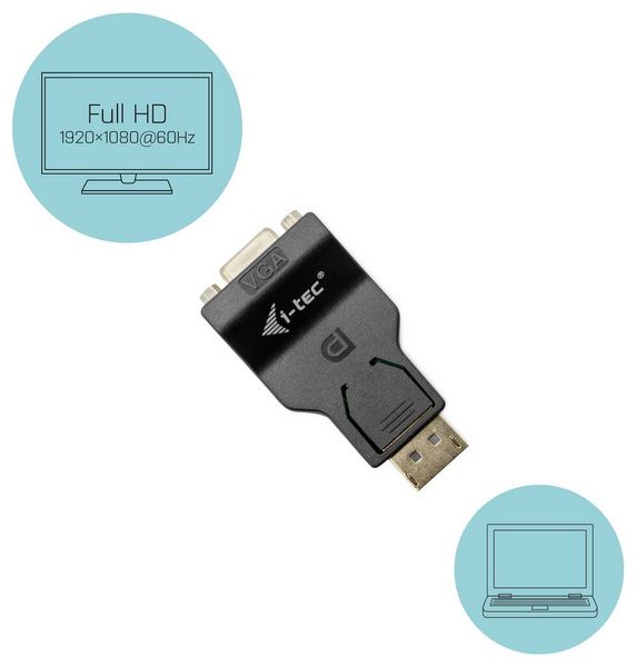 Produktbild: I-tec DP2VGAADA Adapter [1x DisplayPort Stecker - 1x VGA-Buchse]