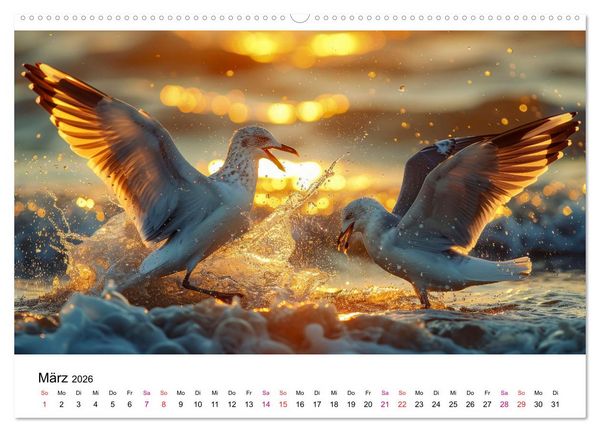 Produktbild: Maritim pur - M&ouml;wen (hochwertiger Premium Wandkalender 2026 DIN A2 quer), Kunstdruck in Hochglanz