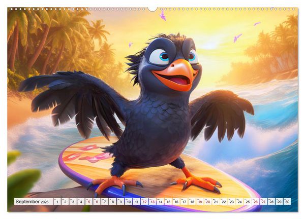 Produktbild: Abenteuer mit Cedric - Lustige Kr&auml;he auf Reisen durch die Welt (Wandkalender 2026 DIN A2 quer), CALVENDO Monatskalender