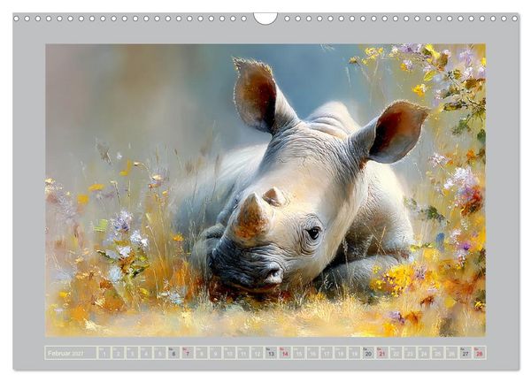 Produktbild: Nash&ouml;rner. M&auml;chtige Rhinos in der Grassavanne (Wandkalender 2027 DIN A3 quer), CALVENDO Monatskalender