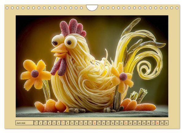 Produktbild: Auf dem Nudelhof. Spaghetti-Tiere zum Schmunzeln (Wandkalender 2026 DIN A4 quer), CALVENDO Monatskalender