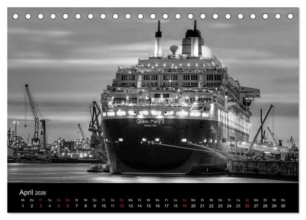 Produktbild: Hamburg monochrome Impressionen (Tischkalender 2026 DIN A5 quer), CALVENDO Monatskalender