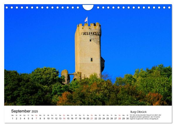Deutschlands Burgen - besondere Burgen und schöne Schlösser (Wandkalender 2025 DIN A4 quer), CALVENDO Monatskalender
