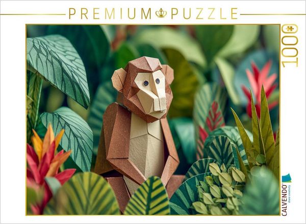 Produktbild: CALVENDO Puzzle Origami Affe im tropischen Dschungel | 1000 Teile Lege-Gr&ouml;&szlig;e 64x48cm Foto-Puzzle f&uuml;r gl&uuml;ckliche Stunden