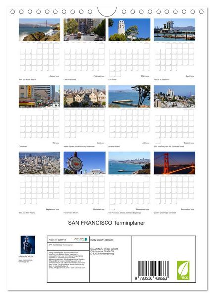 Produktbild: SAN FRANCISCO Terminplaner (Wandkalender 2026 DIN A4 hoch), CALVENDO Monatskalender