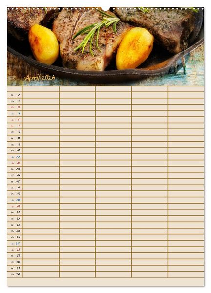 Produktbild: Italienische K&uuml;che mit Familienplaner (hochwertiger Premium Wandkalender 2026 DIN A2 hoch), Kunstdruck in Hochglanz