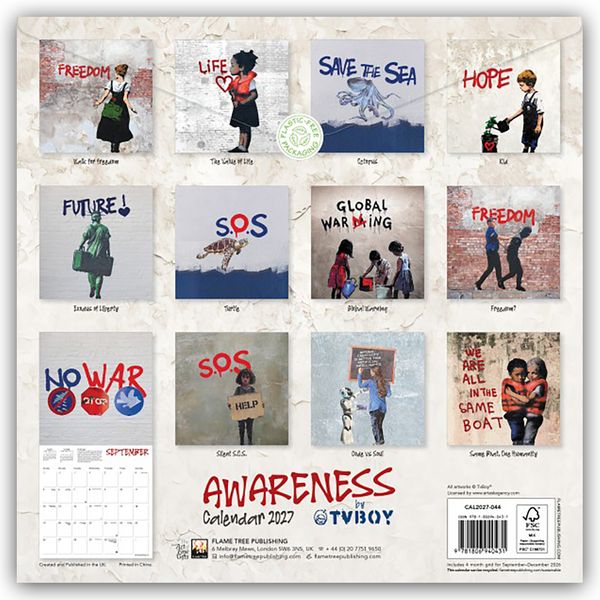 Produktbild: Awareness by TVBOY &ndash; Kunstkalender 2027 &ndash; Original Flame Tree Publishing-Kalender [Kalender]