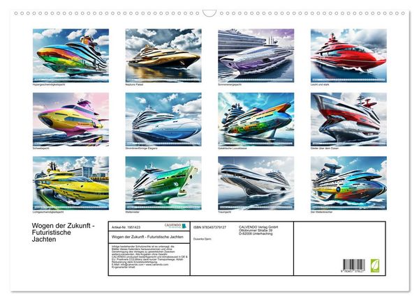 Produktbild: Wogen der Zukunft - Futuristische Jachten (Wandkalender 2026 DIN A2 quer), CALVENDO Monatskalender