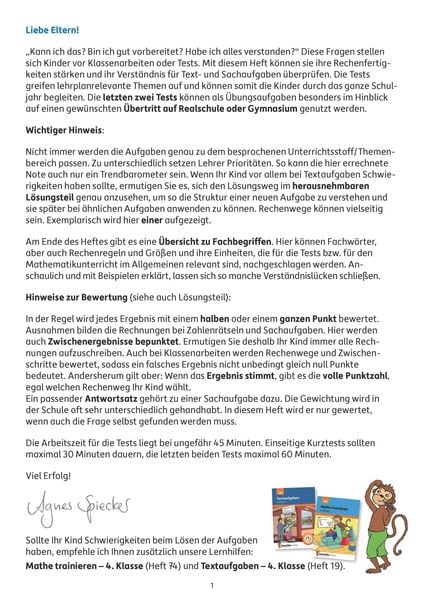 Produktbild: &Uuml;bungsheft mit Tests in Mathe 4. Klasse