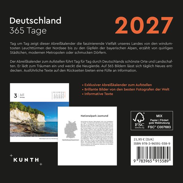 Produktbild: Deutschland - KUNTH 365-Tage-Abrei&szlig;kalender 2027