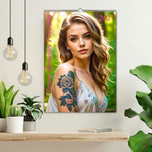 Produktbild: Tattoo Beauties Portraits (Wandkalender 2027 DIN A2 hoch), CALVENDO Monatskalender