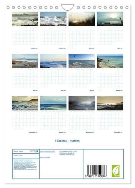 Produktbild: il Salento - maritim (Wandkalender 2026 DIN A4 hoch), CALVENDO Monatskalender