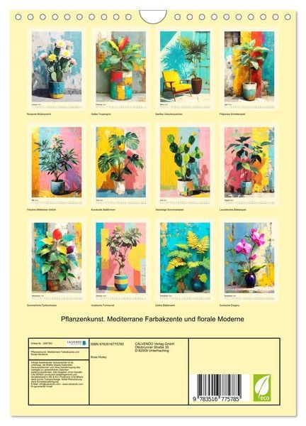Produktbild: Pflanzenkunst. Mediterrane Farbakzente und florale Moderne (Wandkalender 2027 DIN A4 hoch), CALVENDO Monatskalender