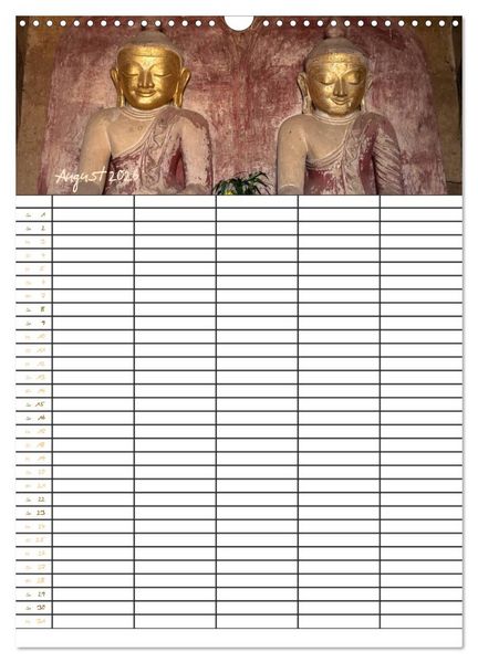 Produktbild: Goldenes Myanmar - Familienkalender 2026 (Wandkalender 2026 DIN A3 hoch), CALVENDO Monatskalender