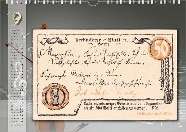 Produktbild: Komponisten-Kalender, Bach-Kalender, Musik-Kalender 2027, DIN A3