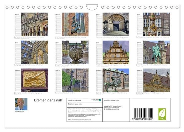 Produktbild: Bremen ganz nah (Wandkalender 2027 DIN A4 quer), CALVENDO Monatskalender