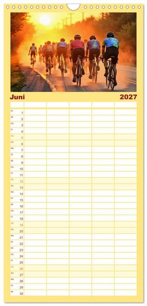 Produktbild: Familienplaner 2027 - Kilometerkiller - Rennrad-Power im Jahresverlauf mit 5 Spalten (Wandkalender, 21 x 45 cm) CALVENDO
