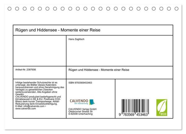 Produktbild: R&uuml;gen und Hiddensee - Momente einer Reise (Tischkalender 2027 DIN A5 quer), CALVENDO Monatskalender