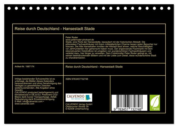 Produktbild: Reise durch Deutschland - Hansestadt Stade (Tischkalender 2026 DIN A5 quer), CALVENDO Monatskalender