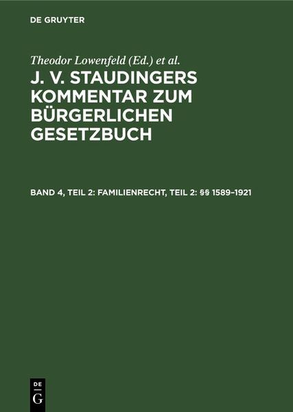 Produktbild: Familienrecht, Teil 2: &sect;&sect; 1589-1921