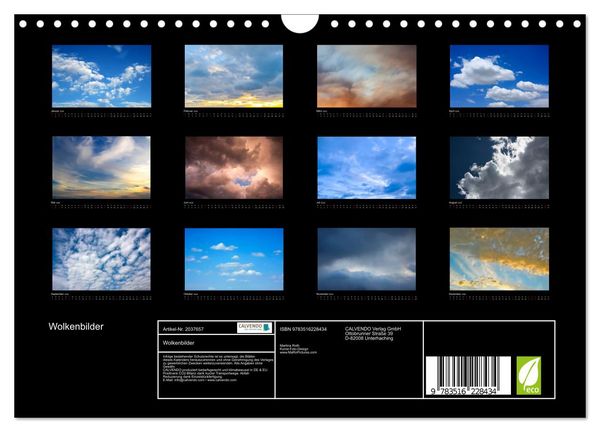 Produktbild: Wolkenbilder (Wandkalender 2026 DIN A4 quer), CALVENDO Monatskalender