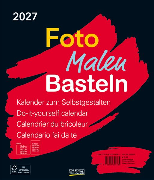 Produktbild: Foto-Malen-Basteln Bastelkalender schwarz gro&szlig; 2027