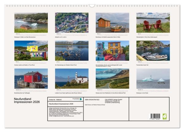 Produktbild: Neufundland Impressionen 2026 (Wandkalender 2026 DIN A2 quer), CALVENDO Monatskalender