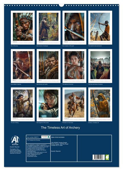 Produktbild: The Timeless Art of Archery (Wall Calendar 2026 DIN A2 portrait), CALVENDO 12 Month Wall Calendar
