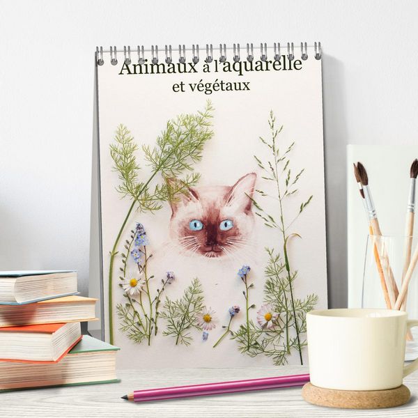 Produktbild: Animaux &agrave; l'aquarelle et v&eacute;g&eacute;taux (Calendrier de bureau 2026 DIN A5 horizontal), CALVENDO calendrier mensuel
