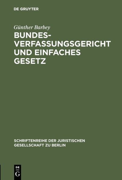 Produktbild: Bundesverfassungsgericht und einfaches Gesetz