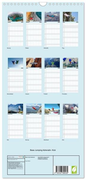 Produktbild: Familienplaner 2026 - Base Jumping Adrenalin- Kick mit 5 Spalten (Wandkalender, 21 x 45 cm) CALVENDO