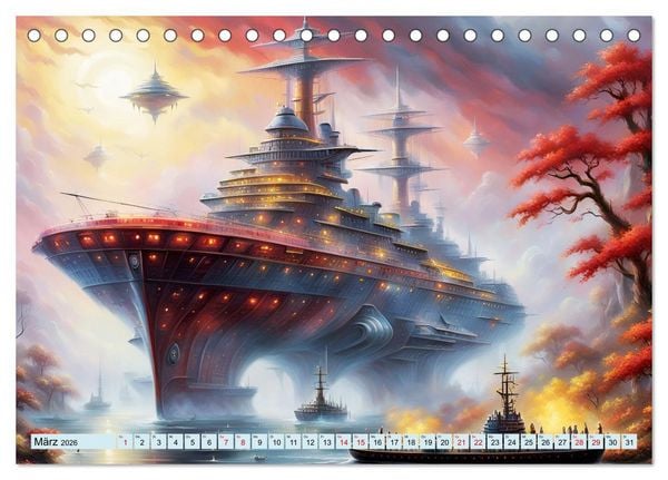 Produktbild: Futuristische Giganten Eine Welt von Morgen (Tischkalender 2026 DIN A5 quer), CALVENDO Monatskalender