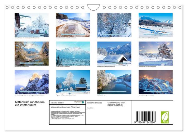 Produktbild: Mittenwald rundherum ein Wintertraum (Wandkalender 2026 DIN A4 quer), CALVENDO Monatskalender