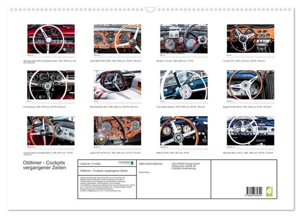 Produktbild: Oldtimer - Cockpits vergangener Zeiten (Wandkalender 2026 DIN A2 quer), CALVENDO Monatskalender