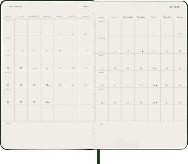 Produktbild: Moleskine 12 Monate Tageskalender 2027, Large/A5, 1 Tag = 1 Seite, Fester Einband, Myrtengr&uuml;n