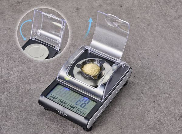 Produktbild: VOLTCRAFT PS-50 Pr&auml;zisionswaage W&auml;gebereich (max.) 50 g Ablesbarkeit 0.001 g batteriebetrieben, &uuml;ber USB Schwarz