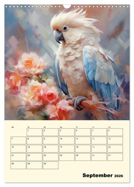 Produktbild: Bunte V&ouml;gel. Bezaubernde Papageien-Aquarelle (Wandkalender 2026 DIN A3 hoch), CALVENDO Monatskalender